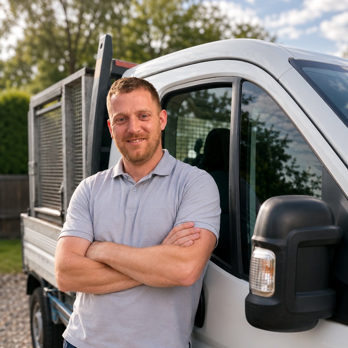 House clearance in Pencoed Paul Vohmann beside his clearance truck - the family-run team behind house clearances in Pencoed and Coychurch
